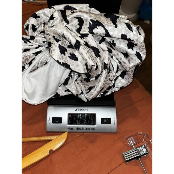 Lulus It's Fierce Ivory Leopard Print Satin Off-the-Shoulder Dress Women's Size - Picture 11 of 11